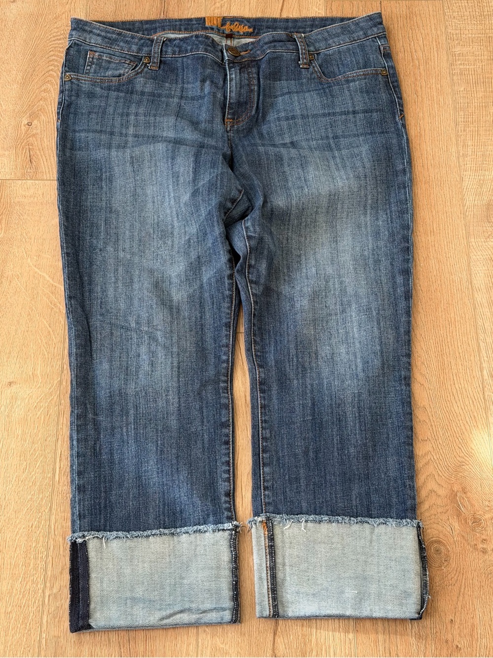KUT from the Kloth Women’s Size 14 Capri Cuffed Jeans Blue Denim - Picture 2 of 8